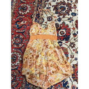 Santiki Floral Rayon Halter Top L – Smocked Waist Boho Y2K